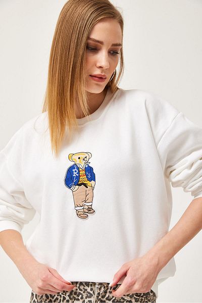 CALİENTE Hanorac oversize brodat alb