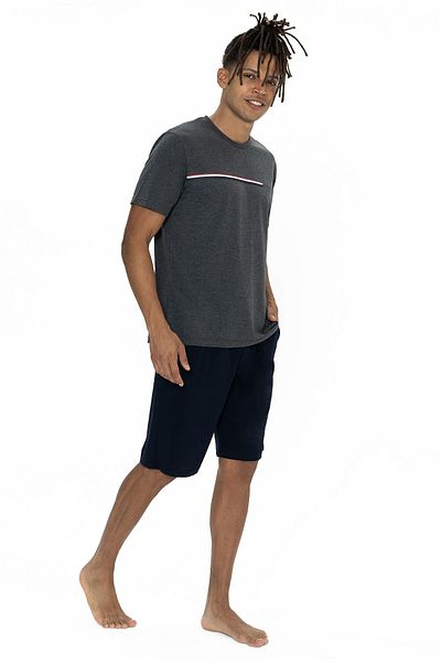 U.S. Polo Assn. Πόλο Ασν. Ανδρικό σετ πιτζάμες με κοντό μανίκι με λαιμόκοψη με σορτς Anthracitemelange
