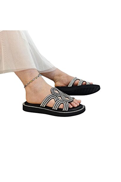 Pierre Cardin 7505 Black Color Stone Slippers