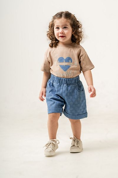 Titimixkids Двоен комплект с горнище и топ с камъни и сърце за момиче, 2-5 години