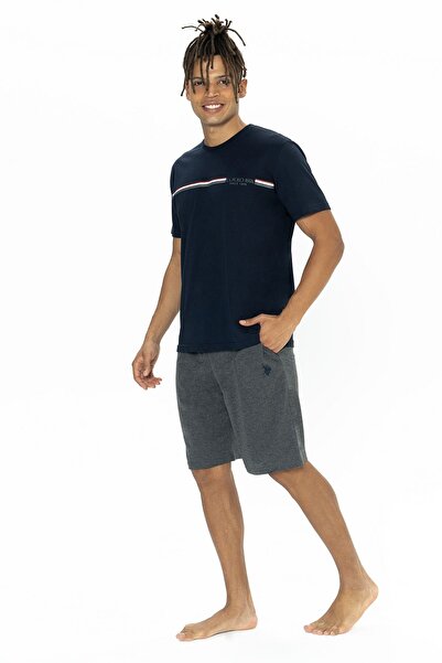 U.S. Polo Assn. U.s Polo Assn. 18865 Erkek Kısa Kollu Bisiklet Yaka Şortlu Pijama Takımı-Lacivert