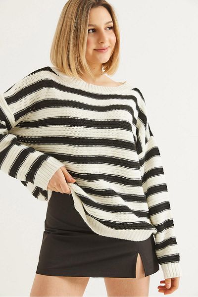 CALİENTE Pulover casual cu mâneci liliac alb
