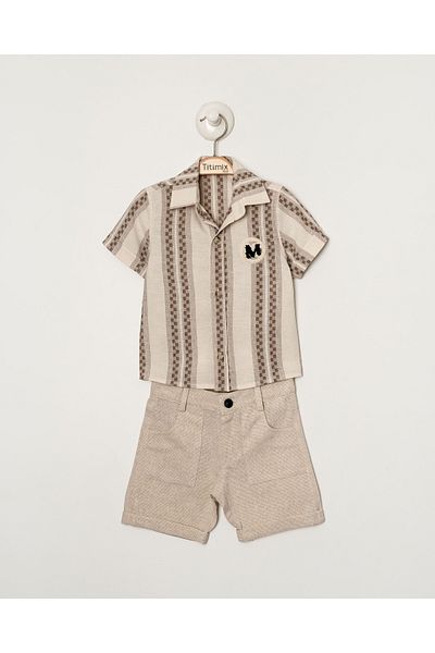 Titimixkids Комплект от две части за момче, памучна риза и къси панталони, 1-4 години