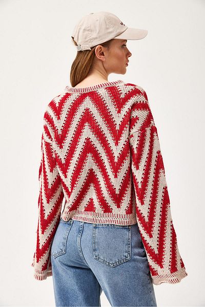 CALİENTE Tricotaj cu model în zig-zag Pulover Roșu