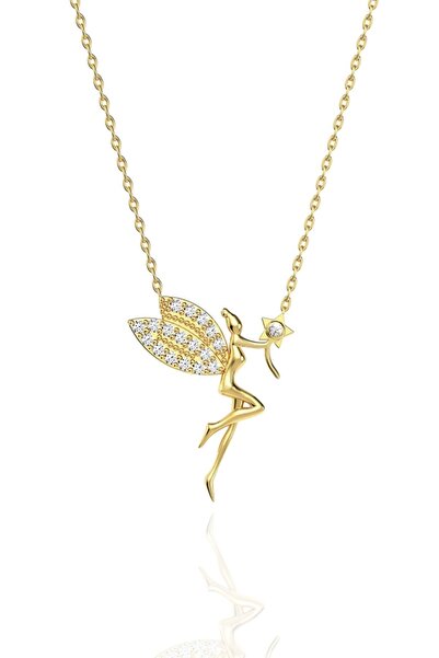 Papatya Silver 925 Ayar Gümüş Gold Kaplama Zirkon Taşlı Su Perisi Kolye