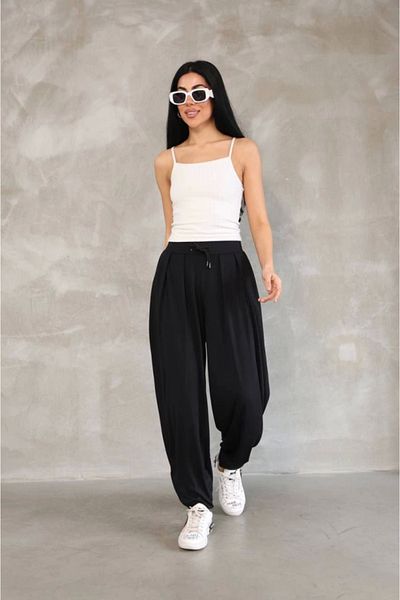 MD Kumsal Soft Textured Fabric Shalwar Pantalon - Black