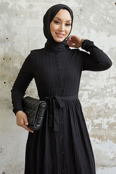 InStyle Λεμονιά Μαύρο Ζωνάκι Φόρεμα