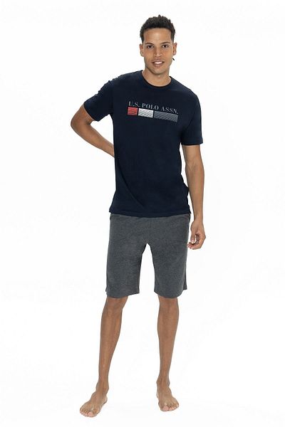 U.S. Polo Assn. Πόλο Ασν. Ανδρικό κοντομάνικο σετ πιτζάμες με σορτς ποδηλασίας-κομψά ναυτικά χρώματα