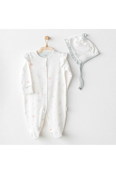 andywawa طقم بدلة أطفال رومبير قبعة مجموعة الحب العائلة ECRU