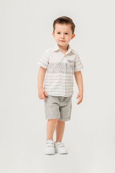 Titimixkids Boy's Double Suit Shirt Shorts Together Printed 9-24 Months