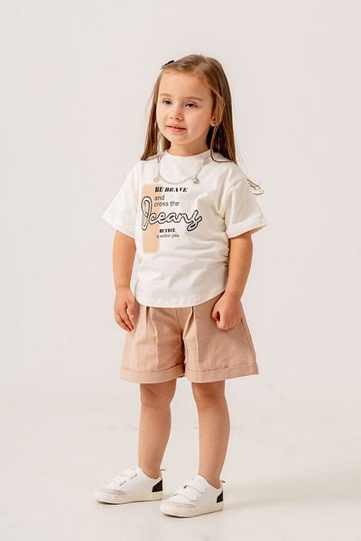 Titimixkids Girl's Necklace Detailed Double Set Shorts T-Shirt 2-5 Years
