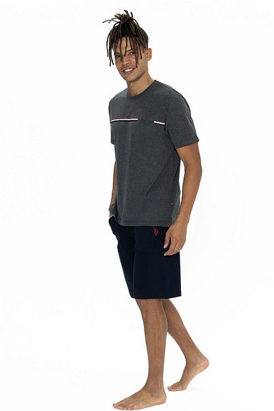U.S. Polo Assn. Πόλο Ασν. Ανδρικό σετ πιτζάμες με κοντό μανίκι με λαιμόκοψη με σορτς Anthracitemelange