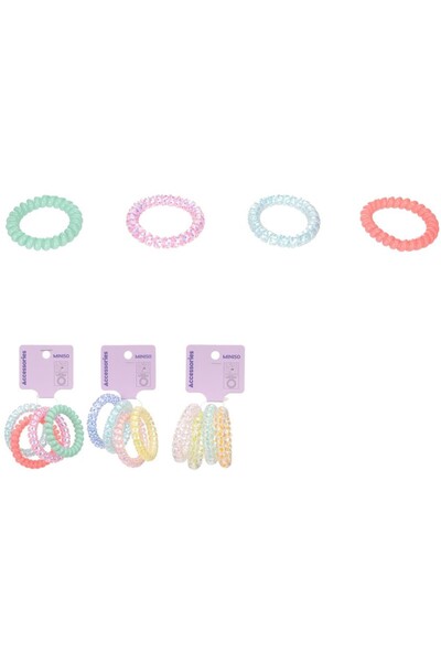 Miniso Spiral Saç Lastiği (4 Adet) - Benekli