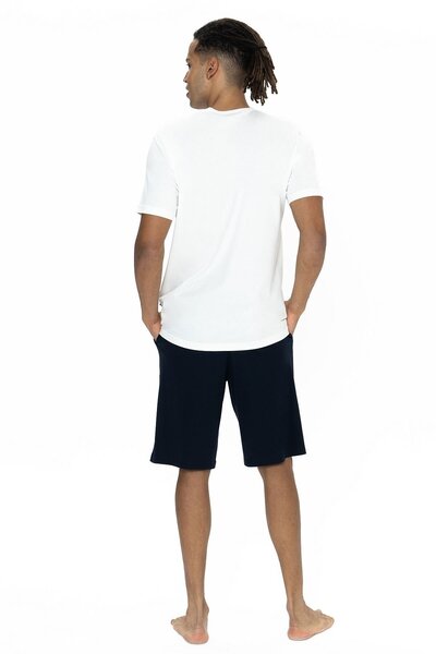 U.S. Polo Assn. U.s Polo Assn. 18873 Erkek Kısa Kollu Bisiklet Yaka Şortlu Pijama Takımı-Ekru