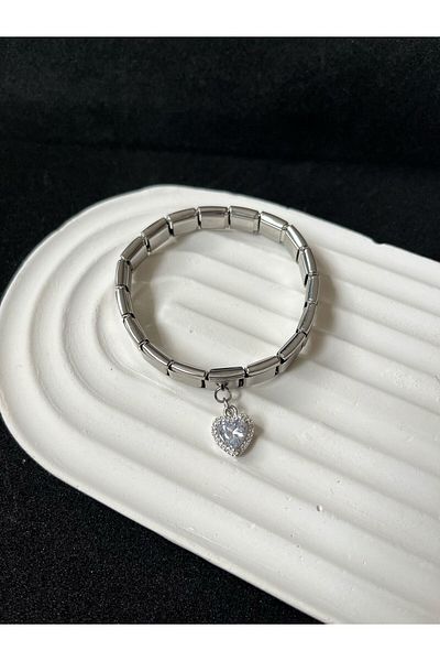 Sepetten Eve Steel Italian Charm Bracelet and Heart Silver Adjustable Italian Charm Steel Bracelet 18cm