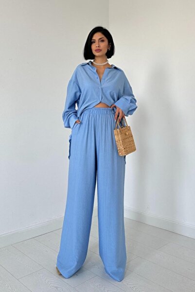 My Reality Fashion Blue Alice Shirt and Loose Cut Pants Set
