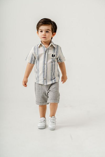 Titimixkids Boy's Cotton Shirt Shorts Double Set 1-4 Years