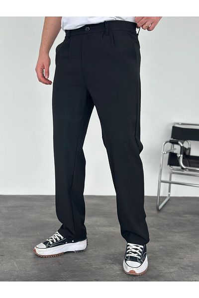 Serhat Özköroğlu Pleated Baggy Black Fabric Trousers