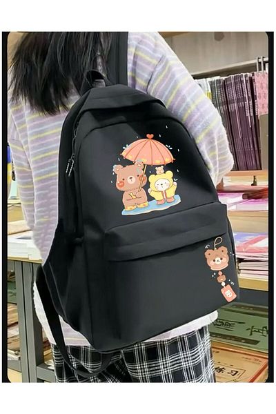 Aesthia Rainy Day Kıcut Kussu Double Printed School and Classroom Backpack - Mingalondon