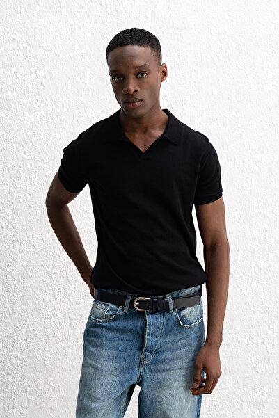 GIESTO ΠΛΕΚΤΟ ΠΛΕΚΤΟ ΜΑΥΡΟ T-SHIRT POLO