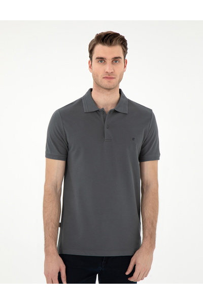 Pierre Cardin Μπλουζάκι ανθρακί με λεπτή εφαρμογή 100% βαμβακερό με λαιμόκοψη πόλο 50306448-VR006