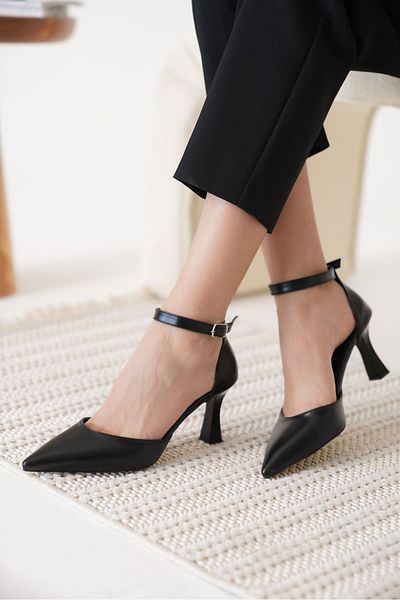 stoneclass Women's Black Ankle Evening Dress Shoes with Thin Heels, First Class Quality for the Most Stylish Steps on Your Special Occasions