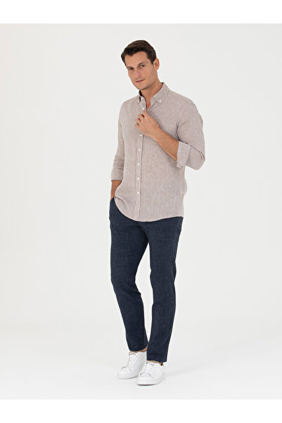 Cacharel Lacivert Slim Fit Keten Karışımlı Pantolon 50265205-VR033