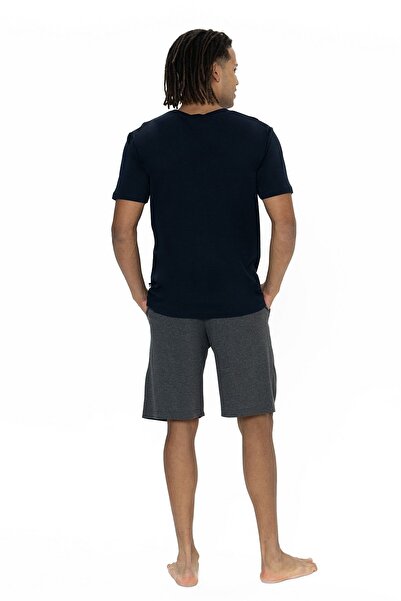 U.S. Polo Assn. U.s Polo Assn. 18884 Erkek Kısa Kollu Bisiklet Yaka Şortlu Pijama Takımı-Lacivert