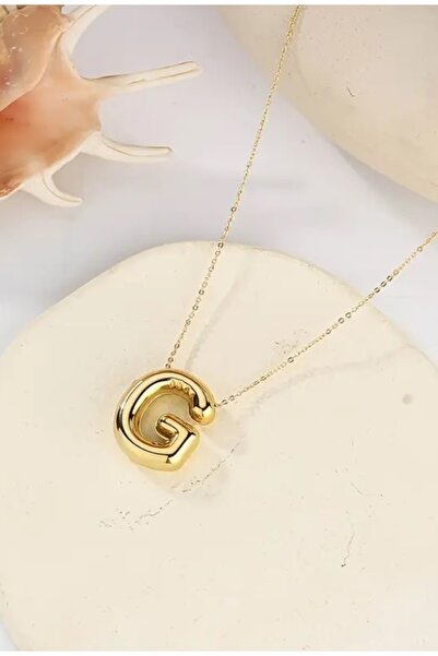 Aslı Jewelry Paslanmaz Çelik Zincirli Bombeli G Harfli Kolye