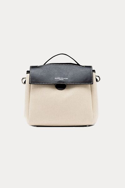 GIANNI CHIARINI Clio Leather Combination Canvas Fabric Shoulder Bag