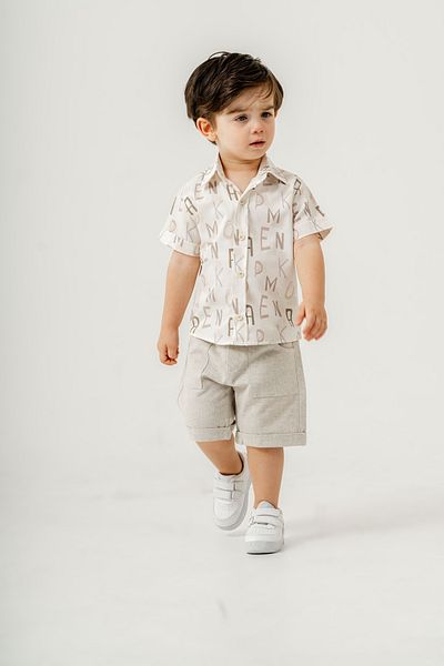 Titimixkids Letter Digital Printed Shirt Shorts Double Children's Set 1-4 Years
