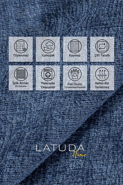 Latuda Home Husa scaun premium 175x215 Gramaj Jacquard Chenille Albastru Noapte |   Husa canapea |   Anti-alunecare