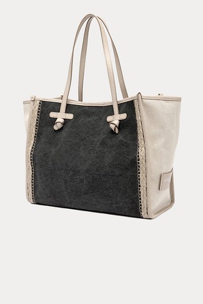 GIANNI CHIARINI Marcella Raffia Fabric Shopping Bag Handbag