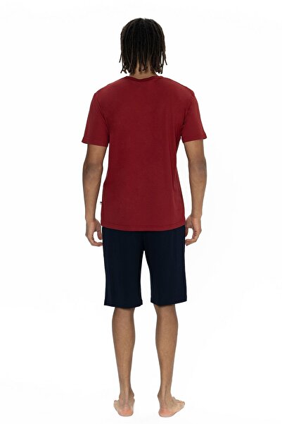 U.S. Polo Assn. Πιτζάμες ανδρικής U.S. Polo Assn με κοντομάνικο σορτς με λαιμόκοψη team-Bordeaux