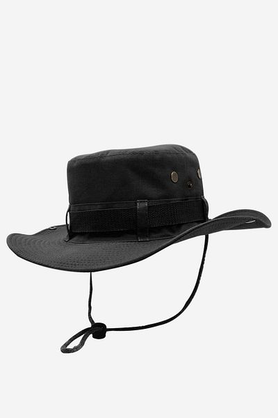 Külah Black Outdoor Hat UV Protected Bucket Safari Hat