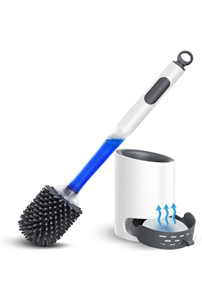 Choice فرشاة حمام من السيليكون برش الماء باللون الأبيض بطول 40 سم ومقبض قابل لإعادة التعبئة من السيليكون مع حامل على الحائط