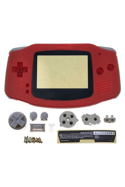 JCD Red JCD Plastic Housing Shell Case Cover For GBA Console Shell W/ Button Kit Screen Lens Stick Label