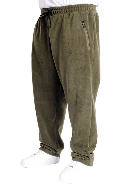 ModeXL Mode XL Plus Size Ανδρικό Fleece Φούτερ Τσέπη με φερμουάρ 23499 Χακί