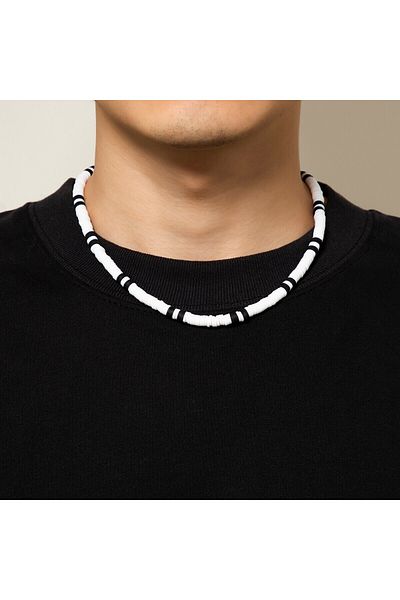 Choice black Boho Simple Polymer Clay Black and White Choker Necklace for Women Men Summer Vintage Short Cl