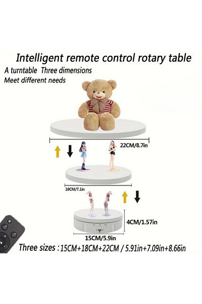 Choice 3 IN 1 White 3 Speeds Electric Rotating Display Stand Mirror 360 Degree Turntable Jewelry Holder Bat