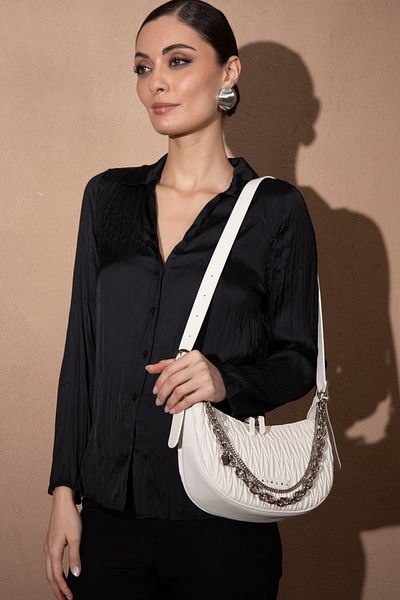 Sisley Geantă albă de umăr pentru femei SLY203