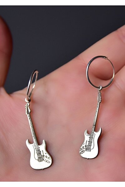 Papatya Silver 925 Ayar Gümüş Antik Ve Etnik Desenli, Vintage Gitar Halkalı Küpe