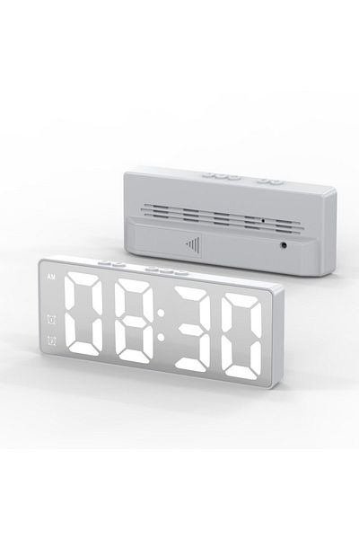 Choice White LED Alarm Clock Electronic Student Digital Clock Voice Control Dual Snooze 12/24H Dual Alarms