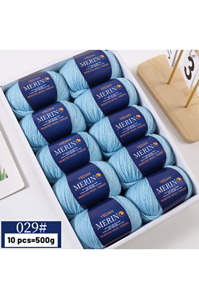 Choice 29 غزل صوف ناعم أزرق فاتح 500 جرام، حياكة يدوية، خريف وشتاء للرجال وال...