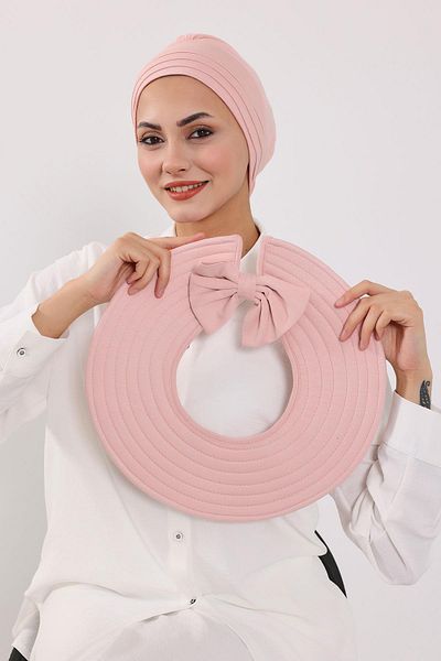 Aisha's Design Removable Combed Bonnet Turban with Bow Knot on the Back, S-4