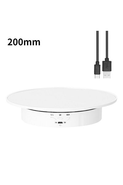 Choice White velvet 3 Speeds Electric Rotating Display Stand Mirror 360 Degree Turntable Jewelry Holder Bat