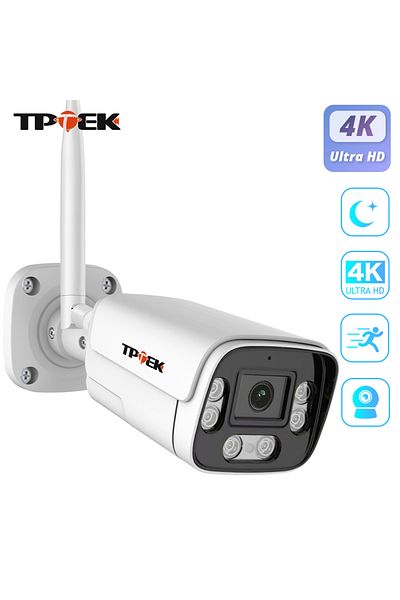 TPTEK كاميرا IP بدقة 4K و8 ميجابكسل ومزودة بمقبس أوروبي 3.6 مم وكاميرا مراقبة خارجية وكاميرا أمان منزلية CCT وكاميرا مراقبة خارجية