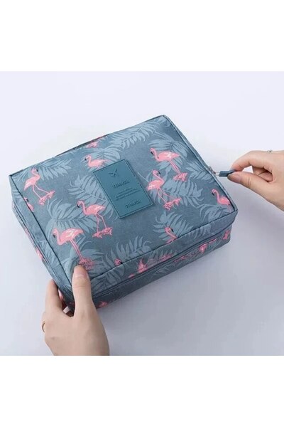 Choice حقيبة مكياج فلامنجو محمولة للسفر مقاومة للماء ومتعددة المقصورات ومتعدد...