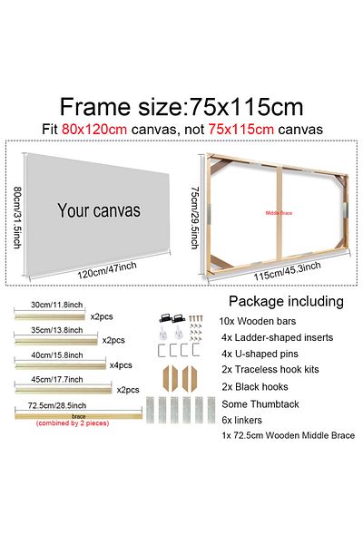 Choice 75x115cm 30x40 40x50 60x90cm Canvas Frame Wooden Frames Wooden Photo Oil Painting Canvas Diamond Pai