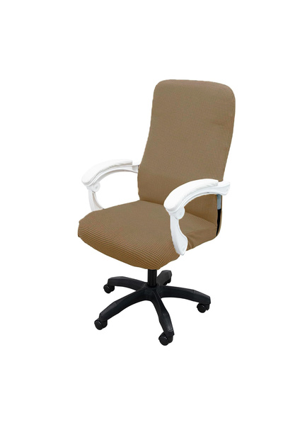 Choice L Taupe Thickened Jacquard Stretchable Computer Office Chair Covers Du...
